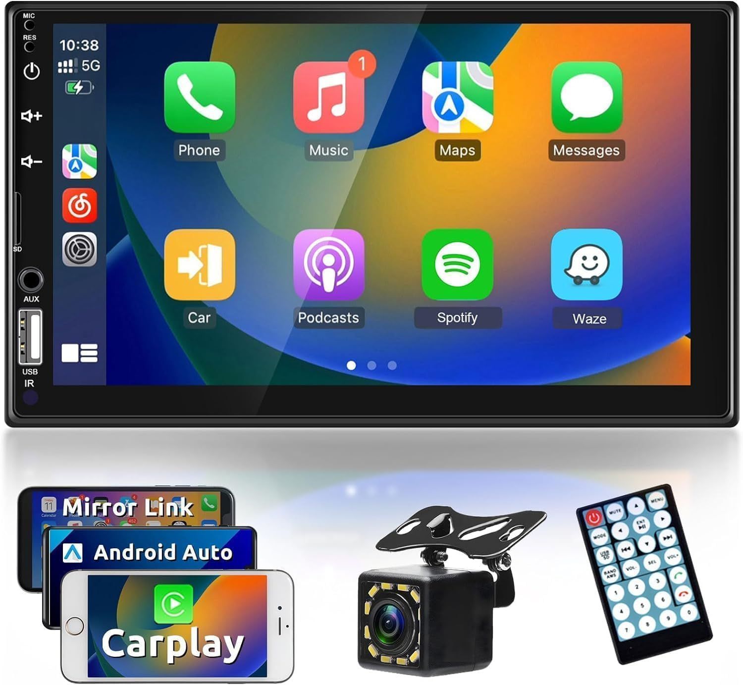 7インチ 2DIN カーステレオ CarPlay Android Auto対応 Bluetooth強化 
