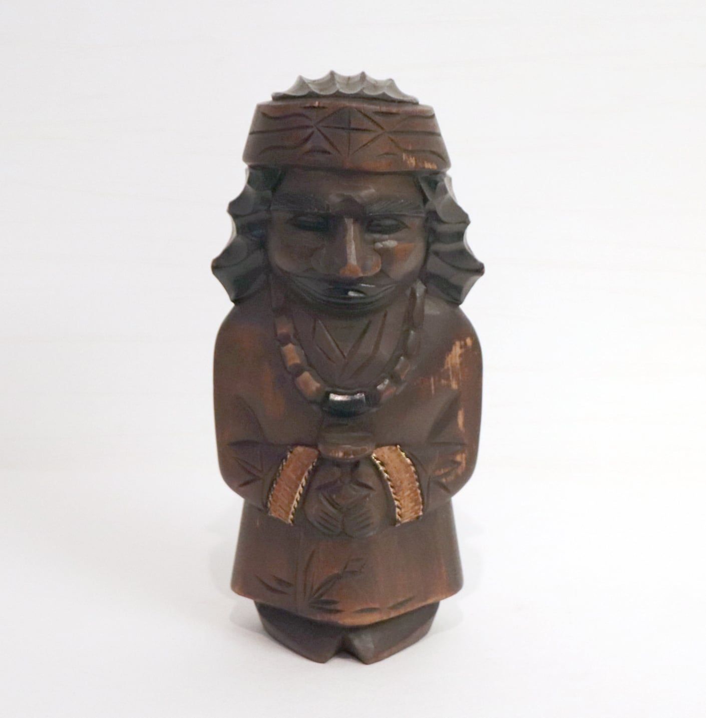 アイヌ木彫り人形・ニポポ人形・夫婦ペア・No.200802-64・梱包サイズ80