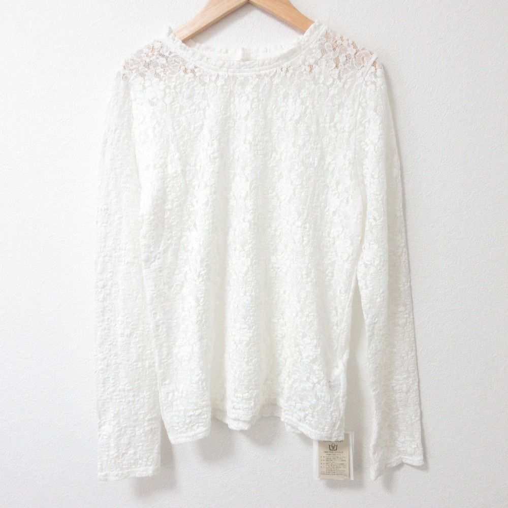 カデュネ CADUNE 25SS 襟刺繍ブラウス 長袖 シルク混 36 オフホワイト /DO ■OS レディース 未使用 25SS CADUNE カデュネ レーストップス 長袖 プルオーバー
