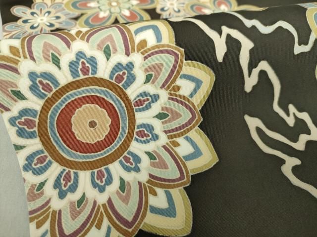 平和屋着物○塩瀬 九寸名古屋帯 作家物 正倉院花文 正絹 逸品