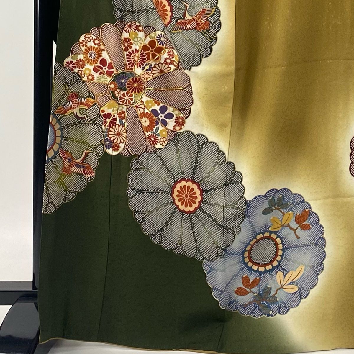 振袖 身丈167.5cm 裄丈68cm L 袷 袋帯フルセット 菊 鶴 金糸