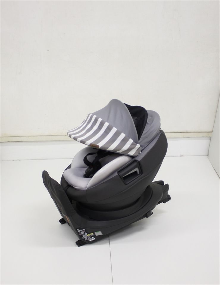 THE S Air ISOFIX エッグショック ZA-670 ストライプグレー コンビ製チャイルドシート ISOFIX固定 新生児OK クリーニング済み C4421917