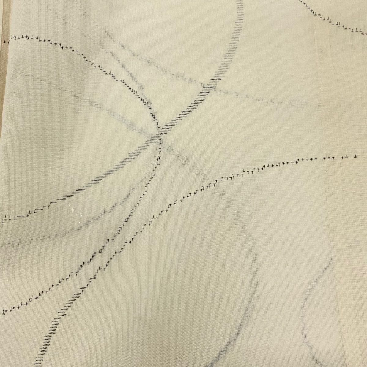 紬 身丈155.5cm 裄丈67cm M 薄物 夏紬 幾何学模様 ベージュ 正絹 秀品  