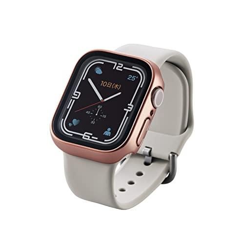 【新品・5営業日で発送】ELECOM エレコム Apple Watch series7 41mm用フルカバーケース プレミアムガラス 高透明 ゴールド ／ AW-21BFCGGD