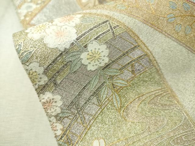 平和屋着物○太鼓柄袋帯 絞り 辻が花 金通し地 正絹 逸品 CAAX1472hy
