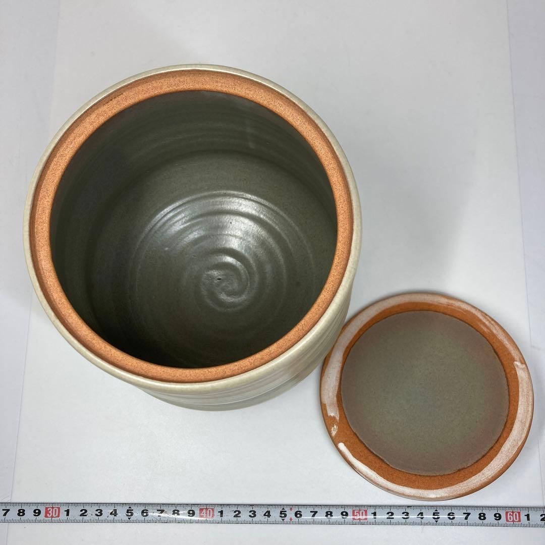 松南 申相浩 刷毛目水指 宗完書付 共箱 高さ18.5㎝ 東Y5-1229①