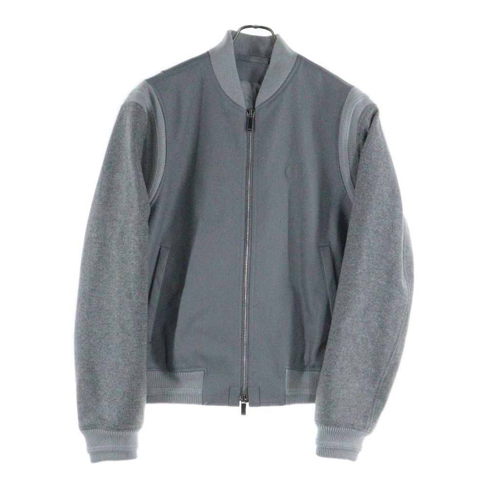 DIOR ディオール CD Icon エンボスロゴ ウール切替 ジップアップレザーブルゾン テディジャケット グレー 513L434A0700_C888