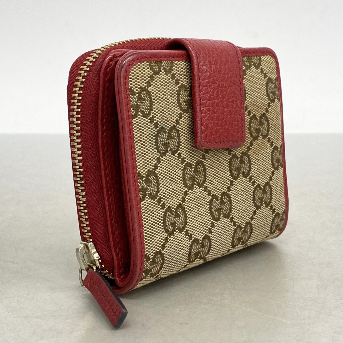 5mc3607 グッチ 財布 GGキャンバス 346056 キャンバス ブラウン レッド シャンパンゴールド金具 レディース