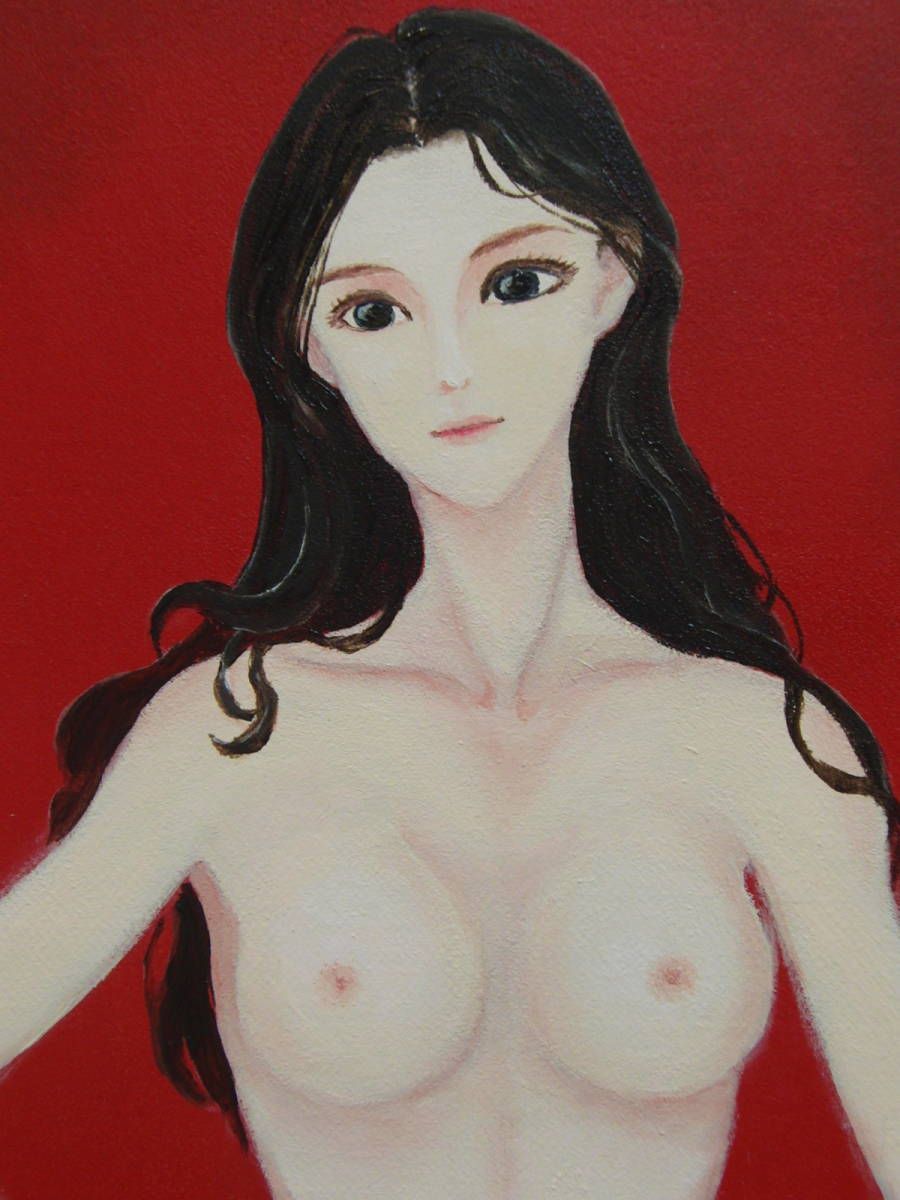 ≪国美協≫しおざわ あみ、『裸婦』、油彩画、F4号：33,4cm×24,3cm、油絵一点物、新品高級油彩額付、直筆サイン・真作保証付