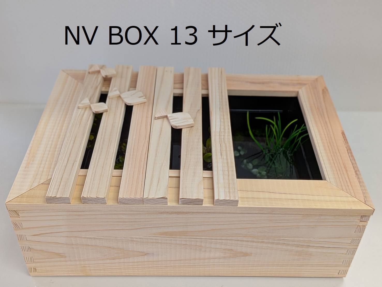 ひのき ビオトープ 木枠 蓋２枚 水槽セット メダカ