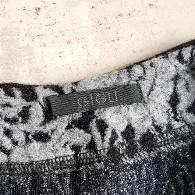 ジリ GIGLI ☆ 花柄 切替 ギャザー 長袖 カーディガン 38 日本製 黒 ジリ GIGLI ☆ 花柄 切替 ギャザー 長袖 カーディガン 38 日本製 黒