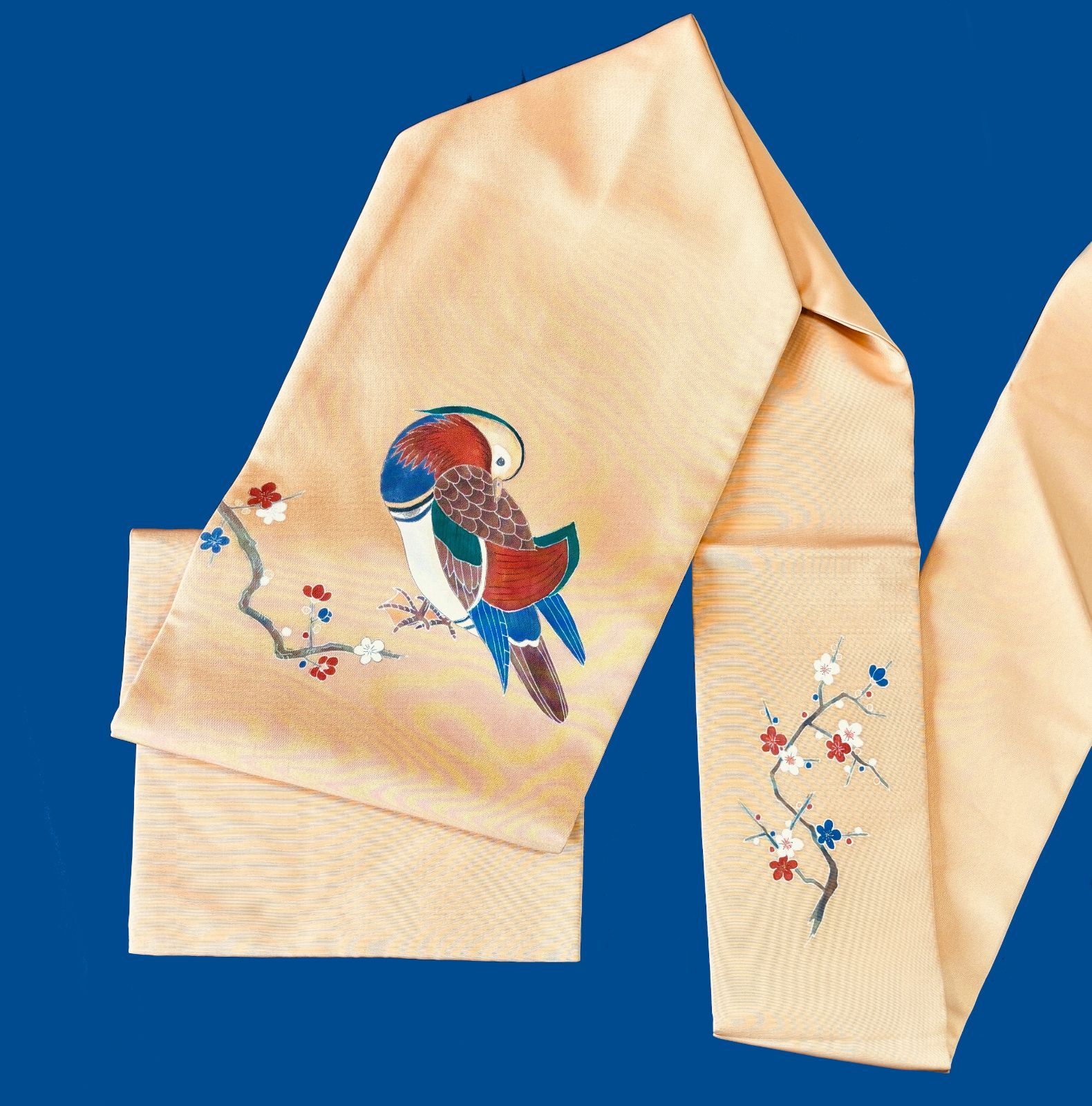 平和屋着物○塩瀬 九寸名古屋帯 友禅 作家物 笹竹文 正絹 逸品