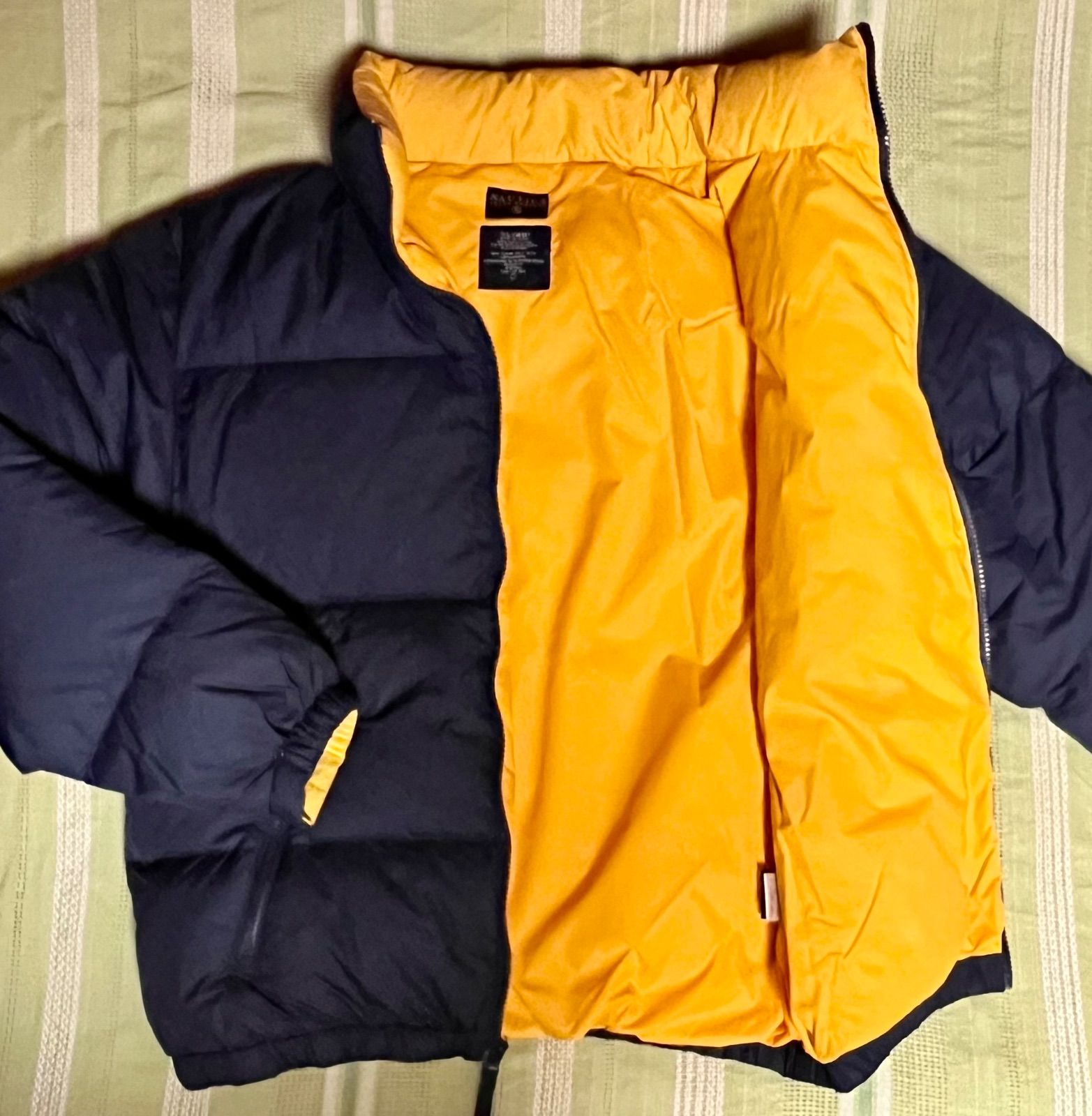 NAUTICA ノーティカ ダウンジャケット 紺 黄 ネイビーイエロー 無地 XL 