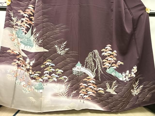 平和屋着物□訪問着 風景文 暈し染め 銀糸 正絹 逸品 AAAX6703mf  