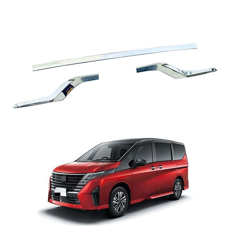 日産23年モデル Serena 後バンパー装飾パーツ C28型 防衝撃 シルバー ABS素材 3ピースセット 車両塗装保護 傷防止 取り付け簡単