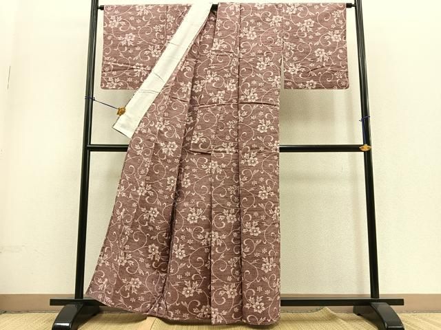 平和屋着物○上質な紬 ろうけつ染め 洋花唐草文 正絹 逸品 DAAS2081tw