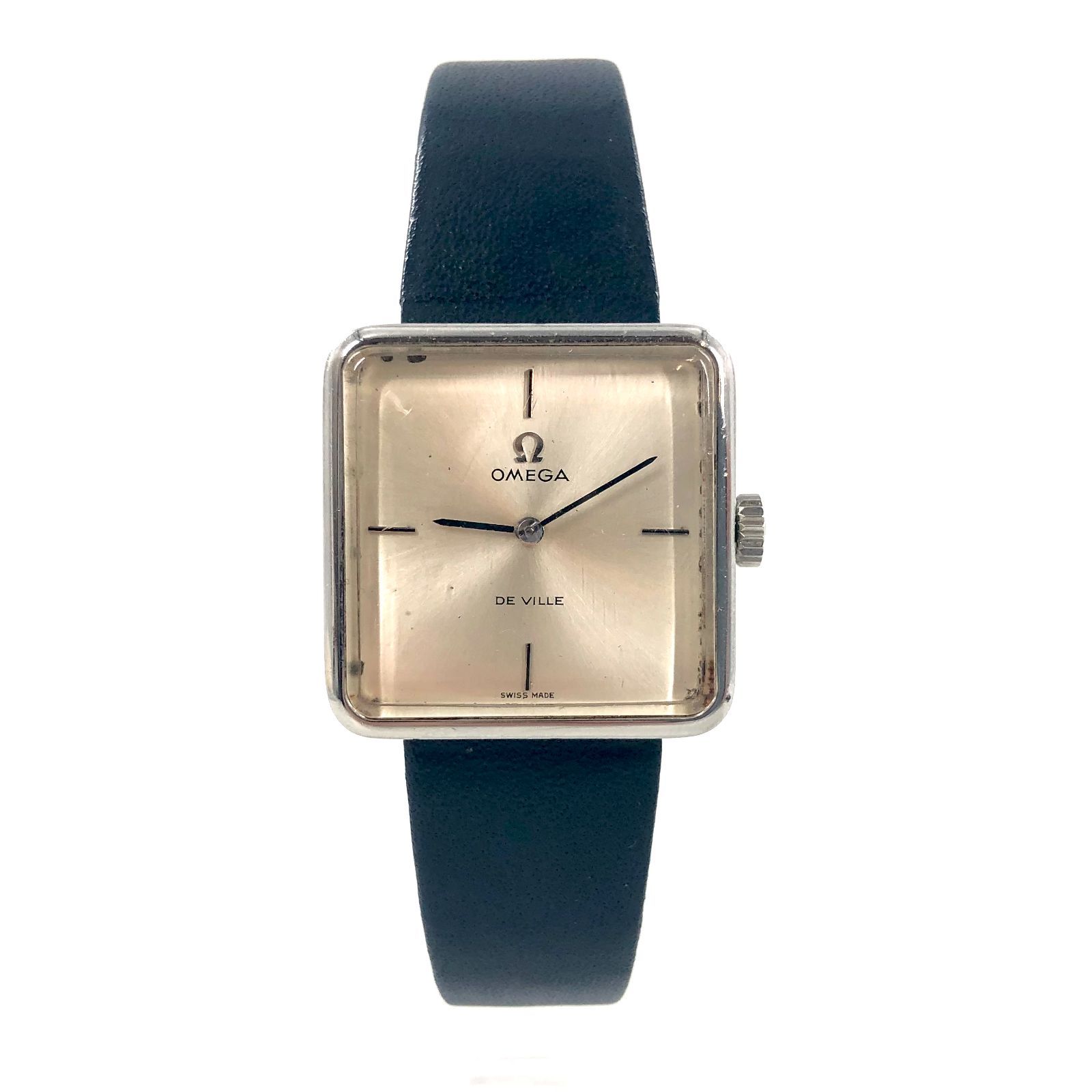 稼働品 オメガ デビル OMEGA DeVille メンズ スクエア シルバー