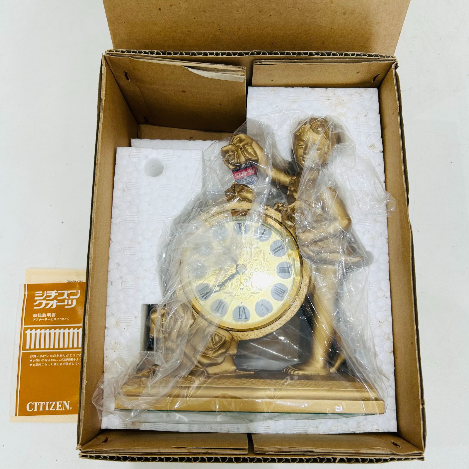 Y053 動作品 CITIZEN シチズン クオーツ 4RG644 金色イブシ仕上 置時計