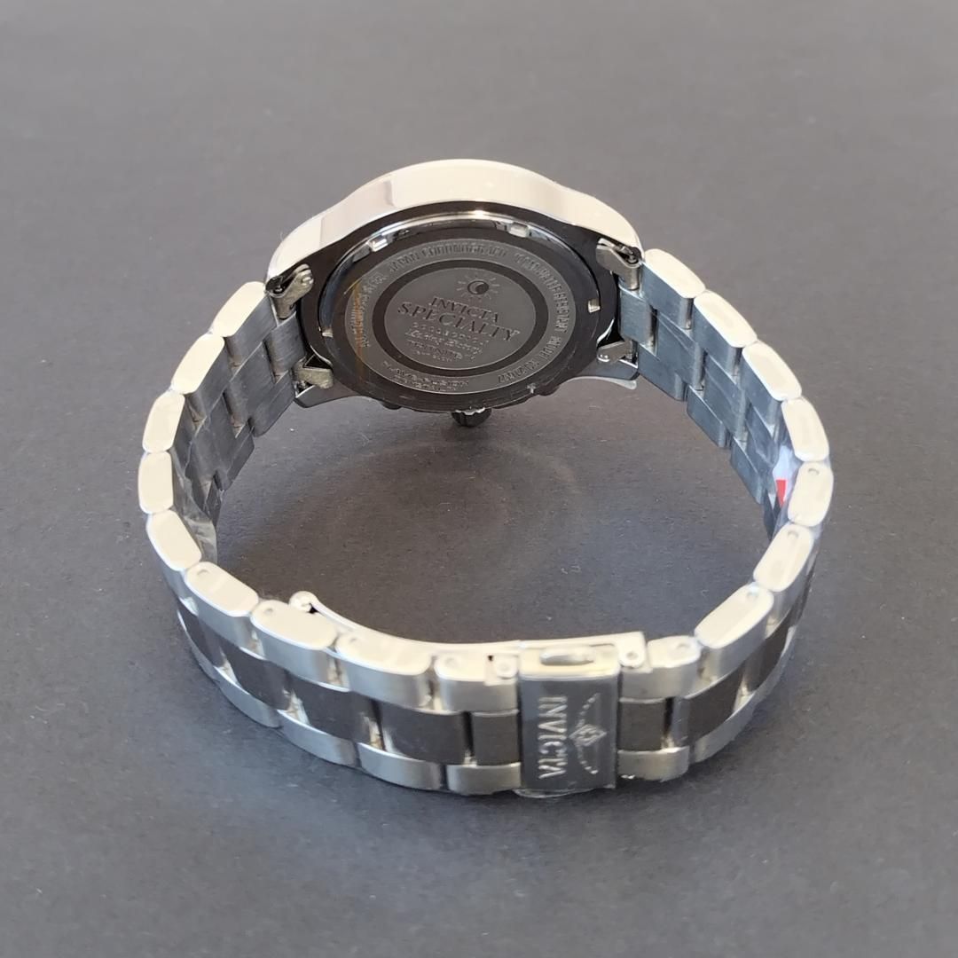 青い秒針シルバー新品メンズ腕時計インビクタ クロノグラフ クォーツ