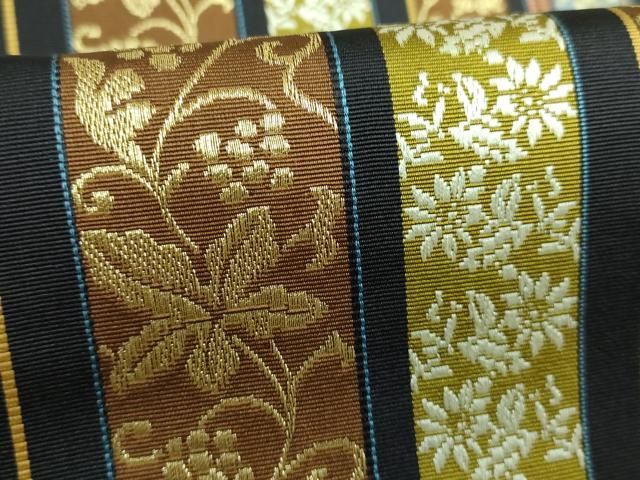 平和屋本店□極上 博多織人 黒木織物 本場筑前博多帯 両面 全通柄袋帯