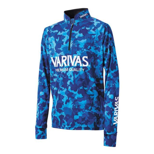 VARIVAS ドライハーフジップ 長袖 VAZS-23 ブルーカモ LL 5025 FLASH