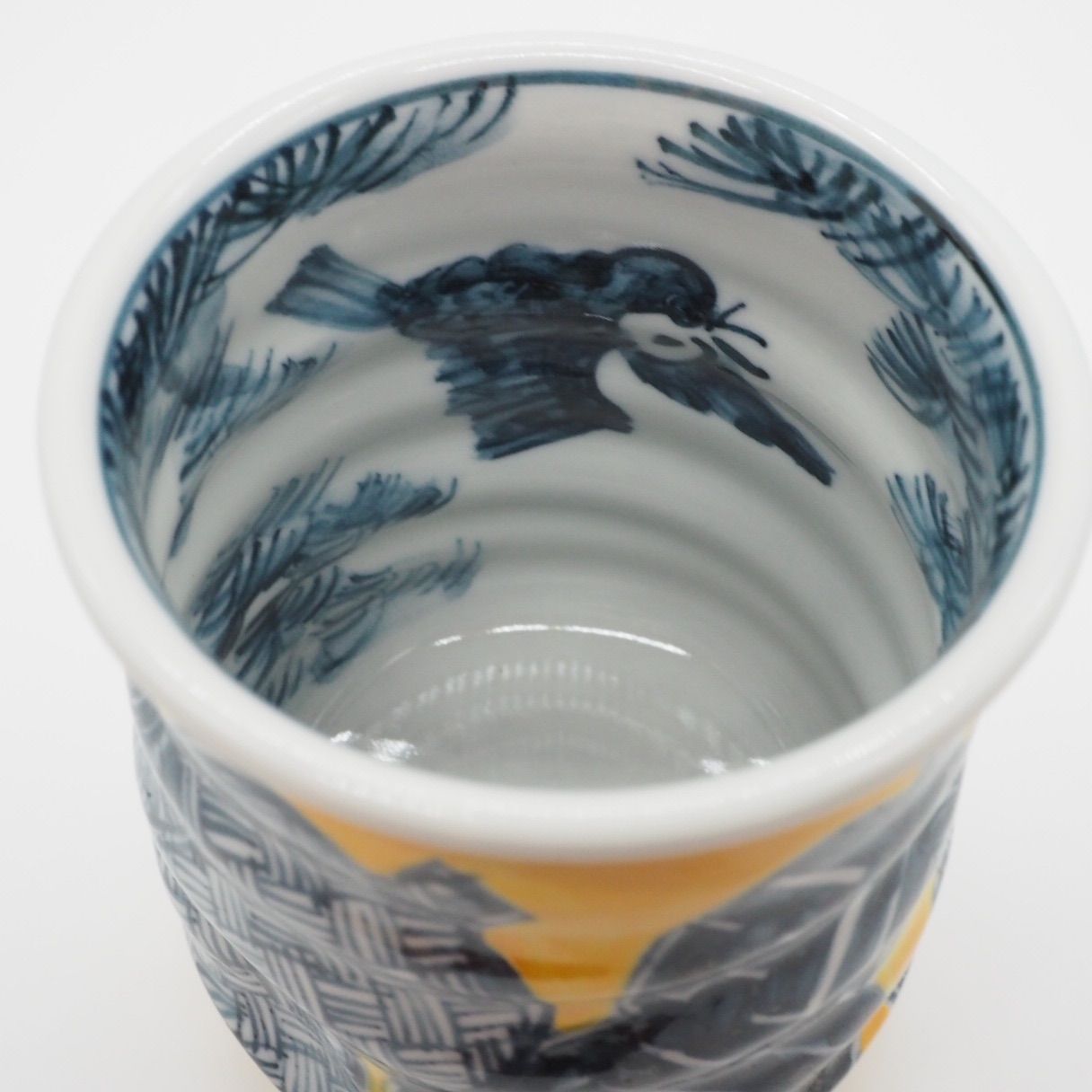 陶器 京焼 清水焼 六齋窯 村田幸之介 大鉢 黄地山水画 山水画 新品未