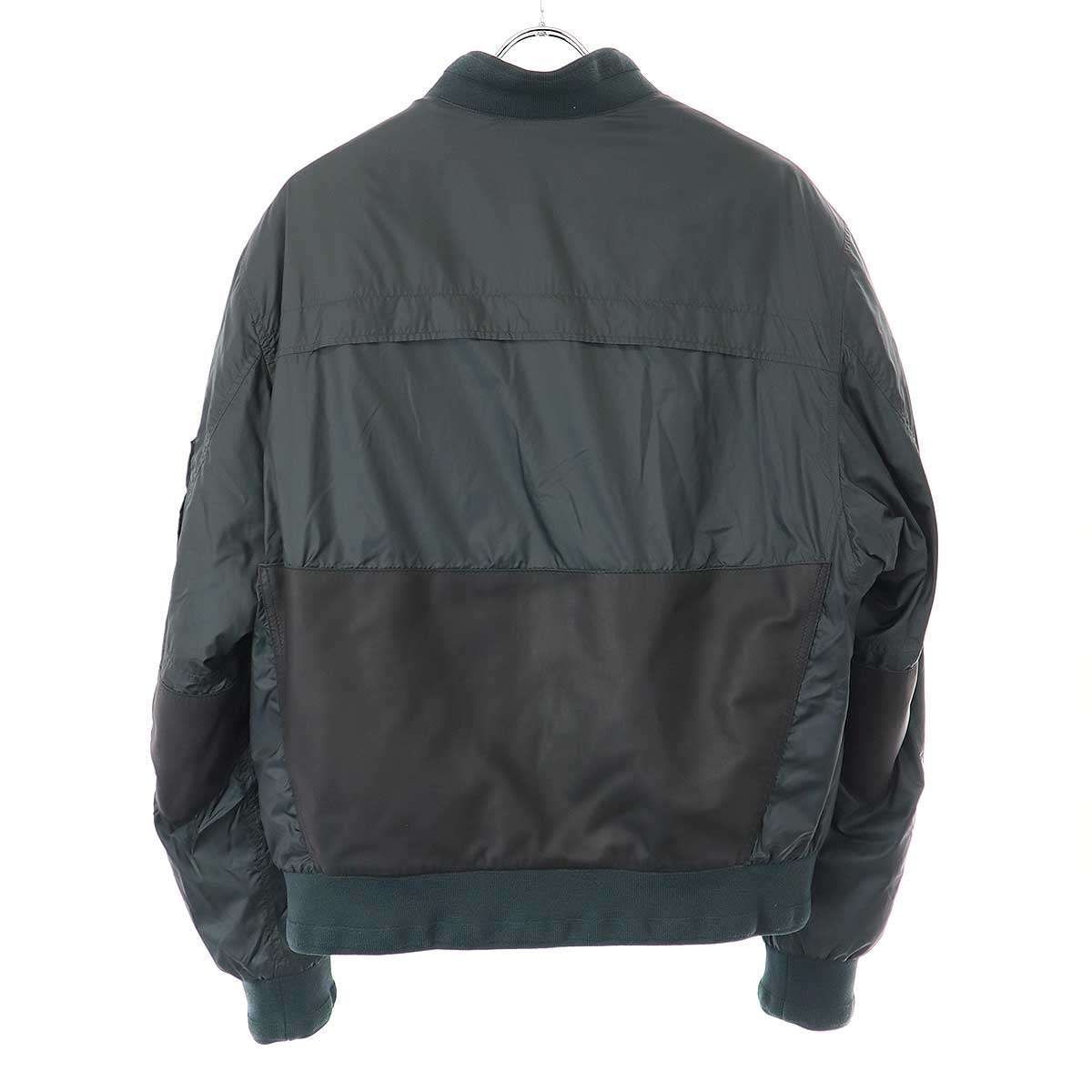 Brioni ブリオーニ BOMBER レザーパッチ ライナー付きナイロンボンバージャケット グリーン 50 SLNG00