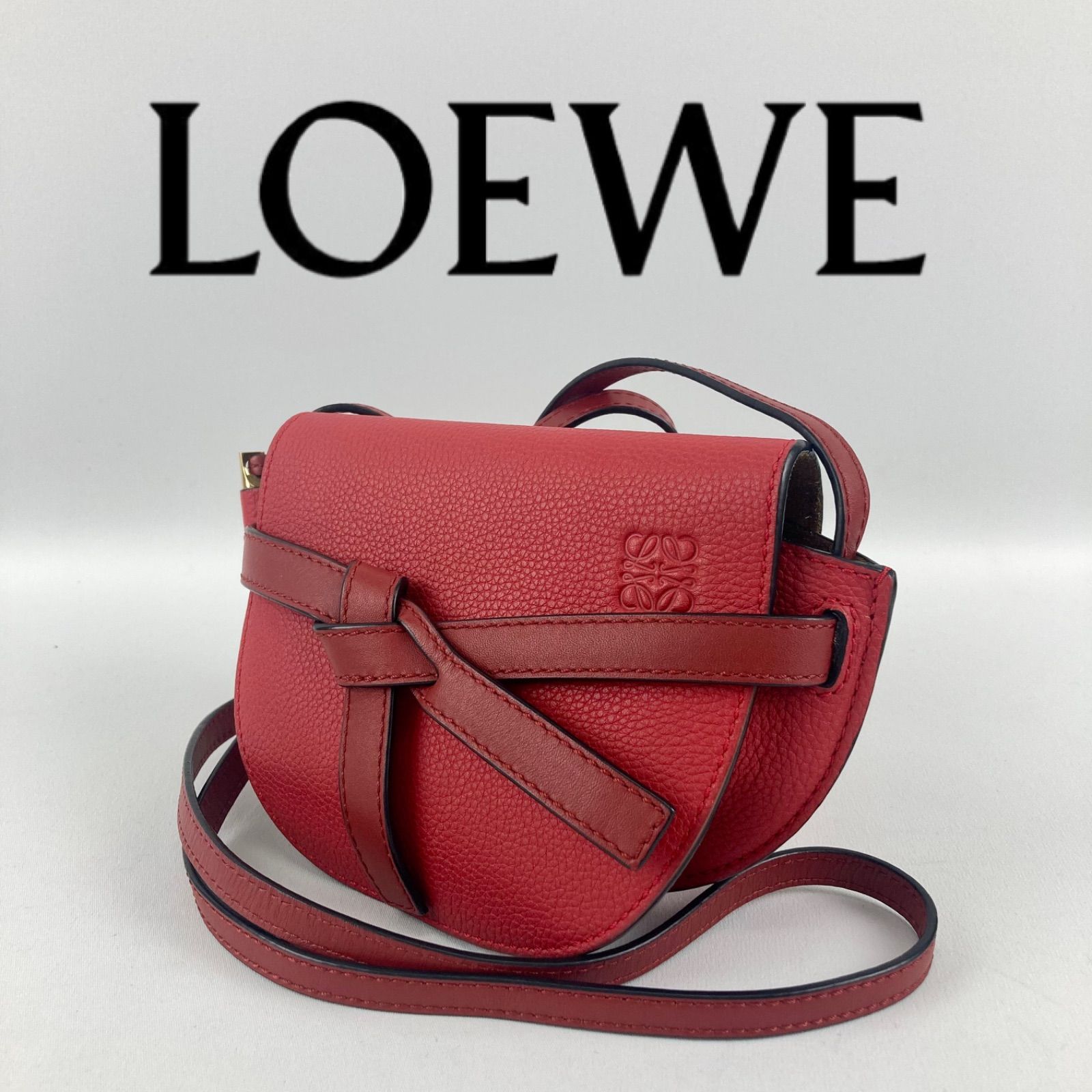 新品！LOEWE ロエベ　ミニゲート　レッド　ミニレザーショルダーバッグ LOEWE ロエベ ショルダーバッグ GATE DUAL MINI ゲート ミニ