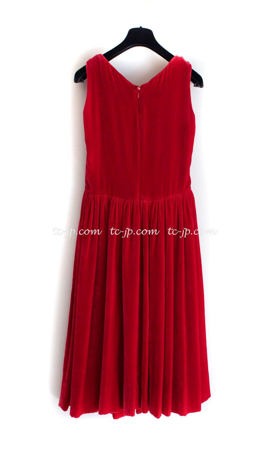 シャネル CHANEL スーパーモデル レッドベルベットワンピース 38 40 シャネル ドレス ワンピース CHANEL スーパーモデルのレッド