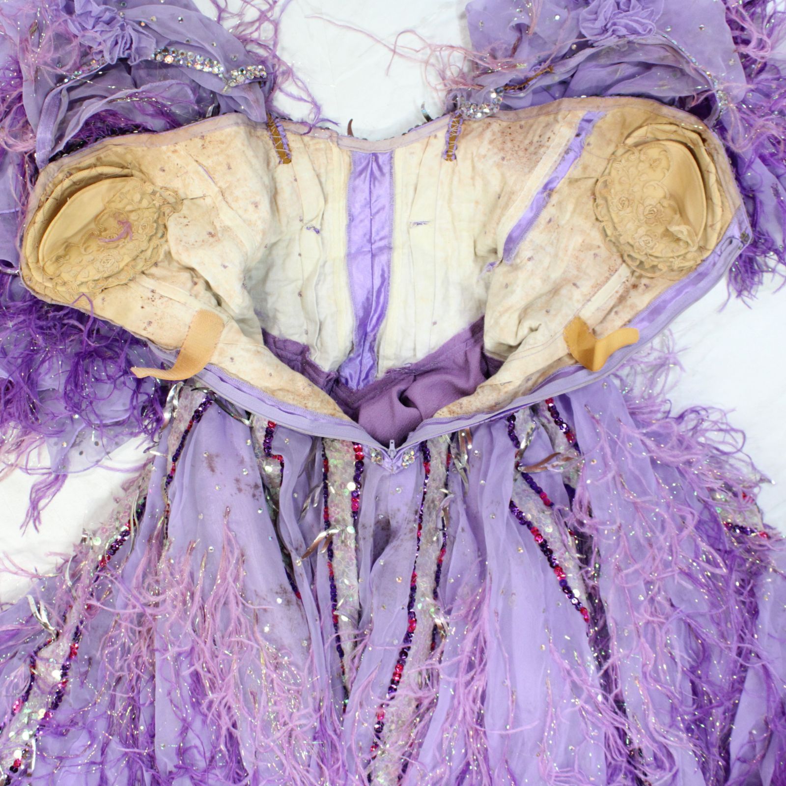 社交ダンス衣装】パープル ドレス ワンピース 紫 ファー フリル