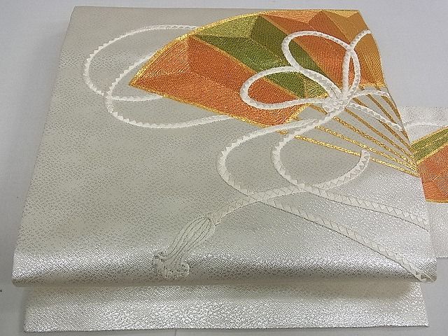 平和屋着物□九寸名古屋帯 駒刺繍 檜扇文 逸品 ud1583 - メルカリ