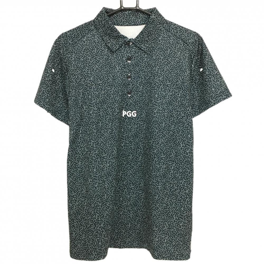 特価【超美品】PGGパーリーゲイツ 半袖ポロシャツ ネイビー×白 総柄 メンズ 5(L) ゴルフウェア PEARLY GATES