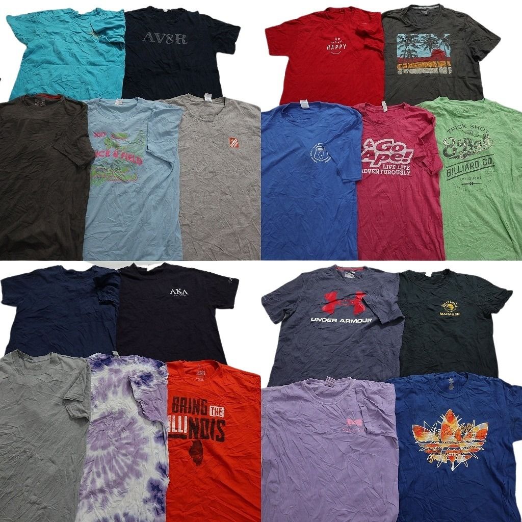 古着卸 まとめ売り カラーmix プリント 半袖Tシャツ 19枚セット (メンズ L ) アディダス アンダーアーマー タイダイ 企業 MT9744