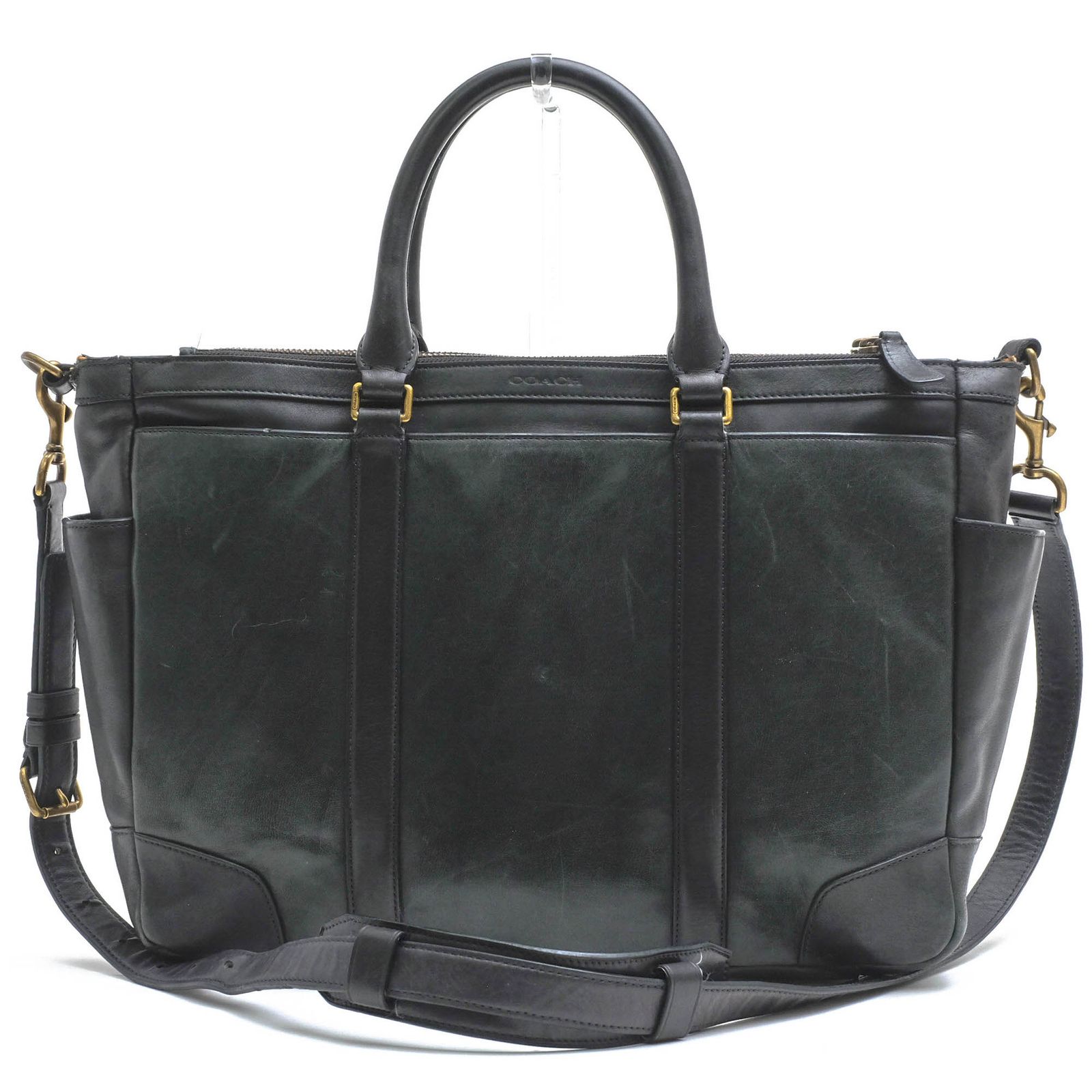 COACH/コーチ ブリーカー レザービジネストート◇深緑×黒 71026 コーチ 