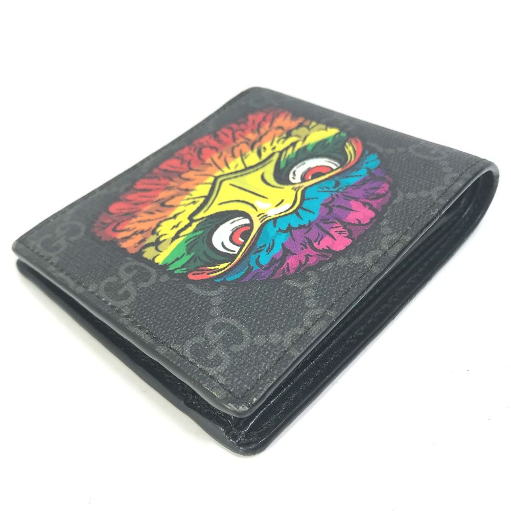 美品　グッチ財布　グッチ折り財布　グッチGGスプリームキャンバス レザー グッチ GUCCI 財布 二つ折り財布 折りたたみ財布 小銭入れなし GG