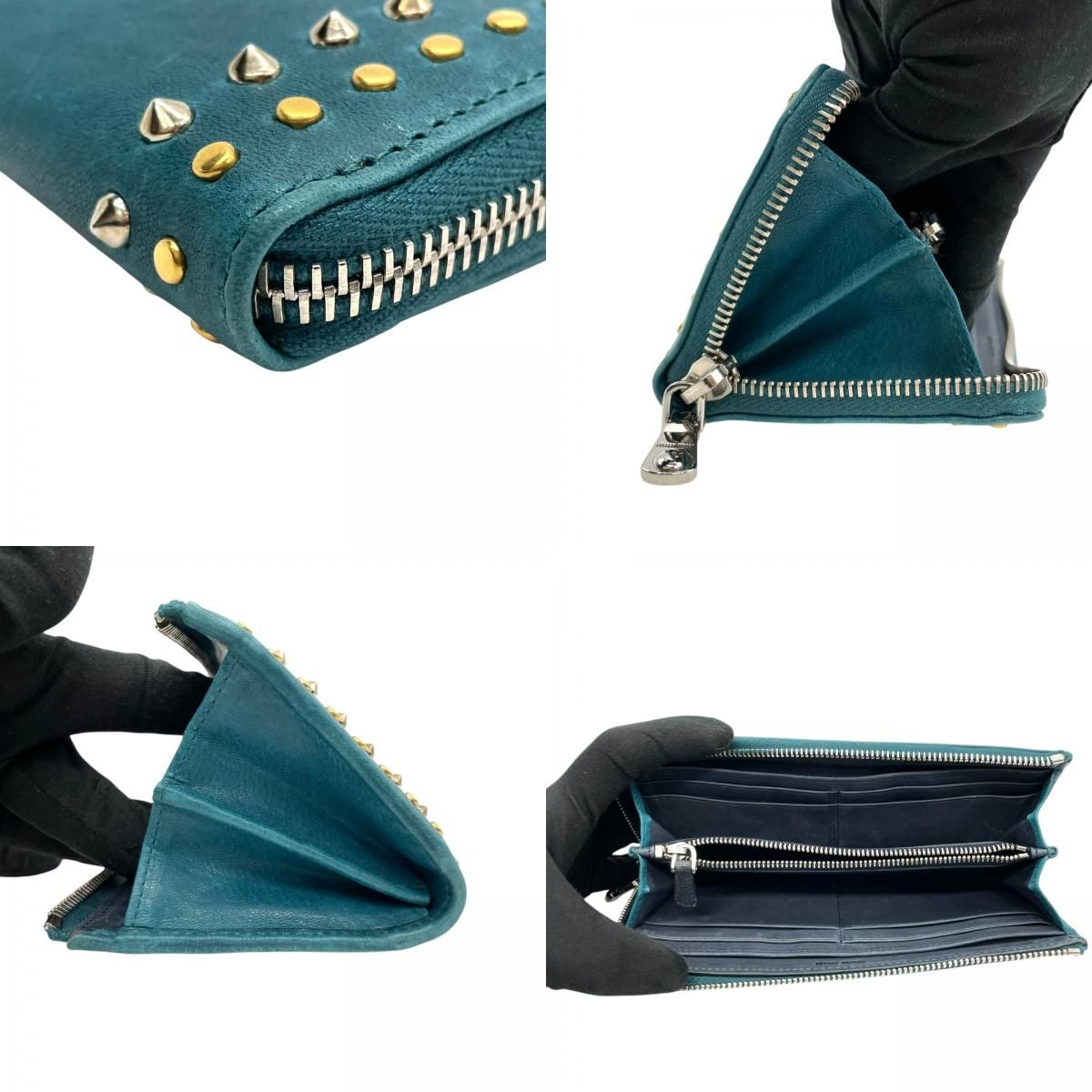 miu miu ミュウミュウ スタッズ 長財布 L字ファスナー レザー 本 miu miu ミュウミュウ スタッズ 長財布 L字ファスナー レザー 本