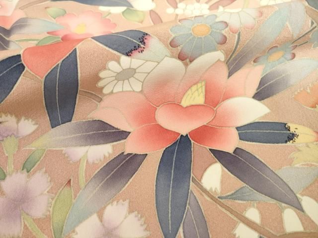 平和屋着物○豪華振袖・長襦袢(袷)セット 友禅 作家物 枝花文 暈し染め