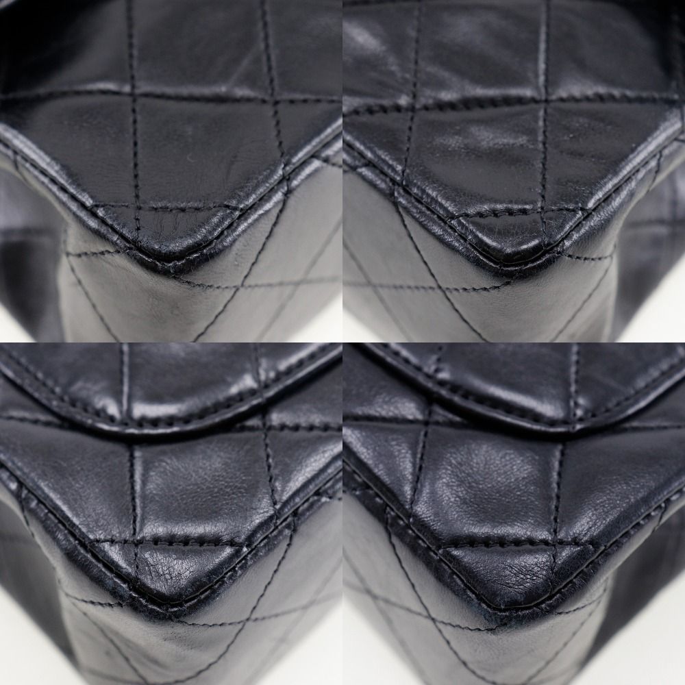 美品　CHANEL チェーンショルダー マトラッセ ラムスキン レザー ブラック CHANEL シャネル マトラッセ ショルダーバッグ ラムスキン
