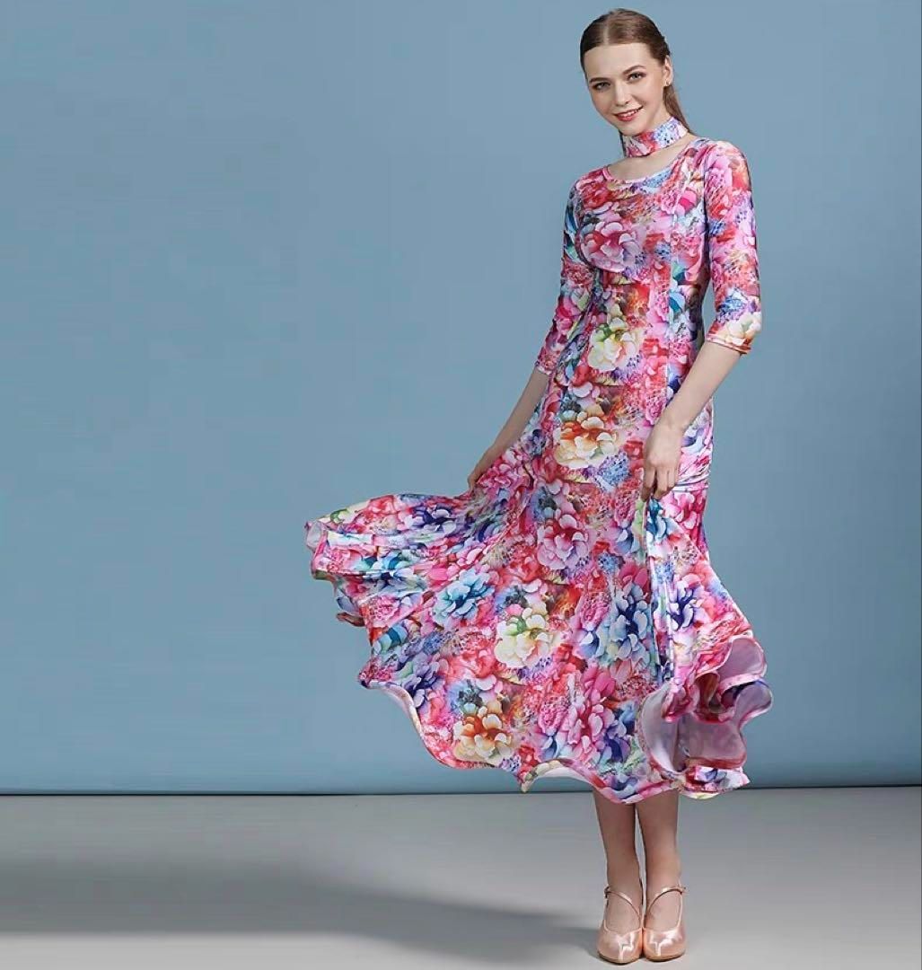 人気 花柄練習着スタンダード向けワンピース