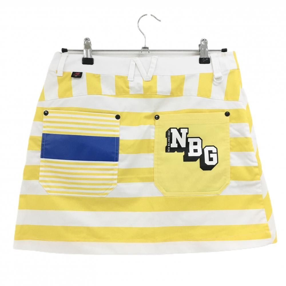 new balance golf - 【超美品】ニューバランスゴルフ スカート 白×イエロー ボーダー 切替　 レディース 2(L) ゴルフウェア New Balance 超美品】ニューバランスゴルフ スカート 白×イエロー ボーダー