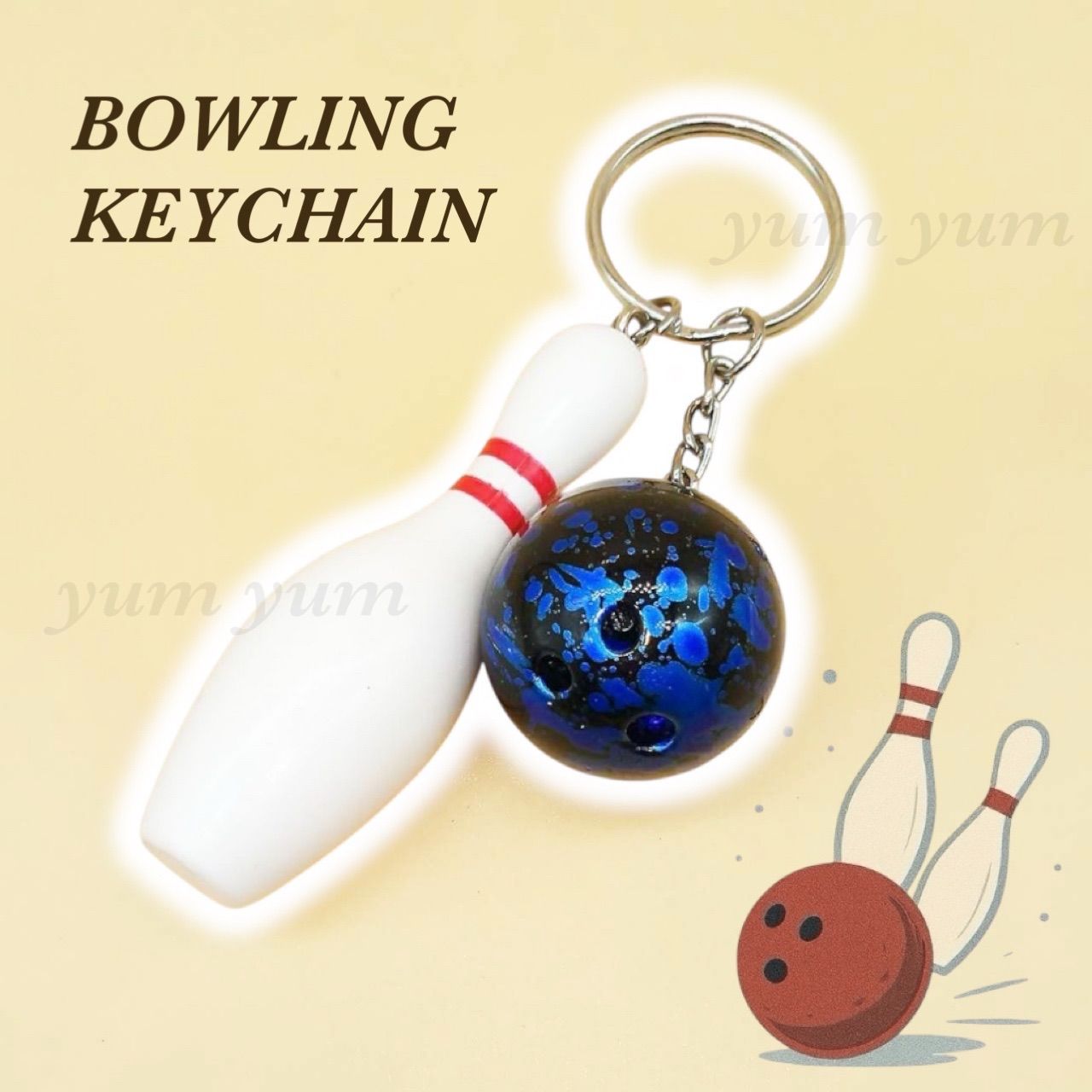 ボウリング ボーリング キーホルダー ミニチュア ピン ボール 雑貨