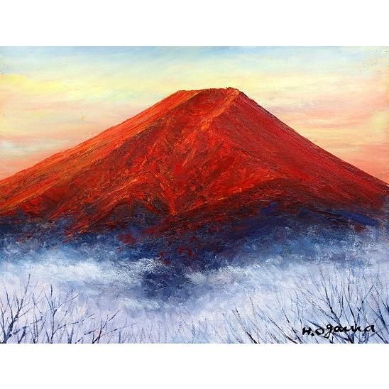 油彩画 洋画 (油絵額縁付きで納品対応可) WSM 「河口湖より富士を望む」