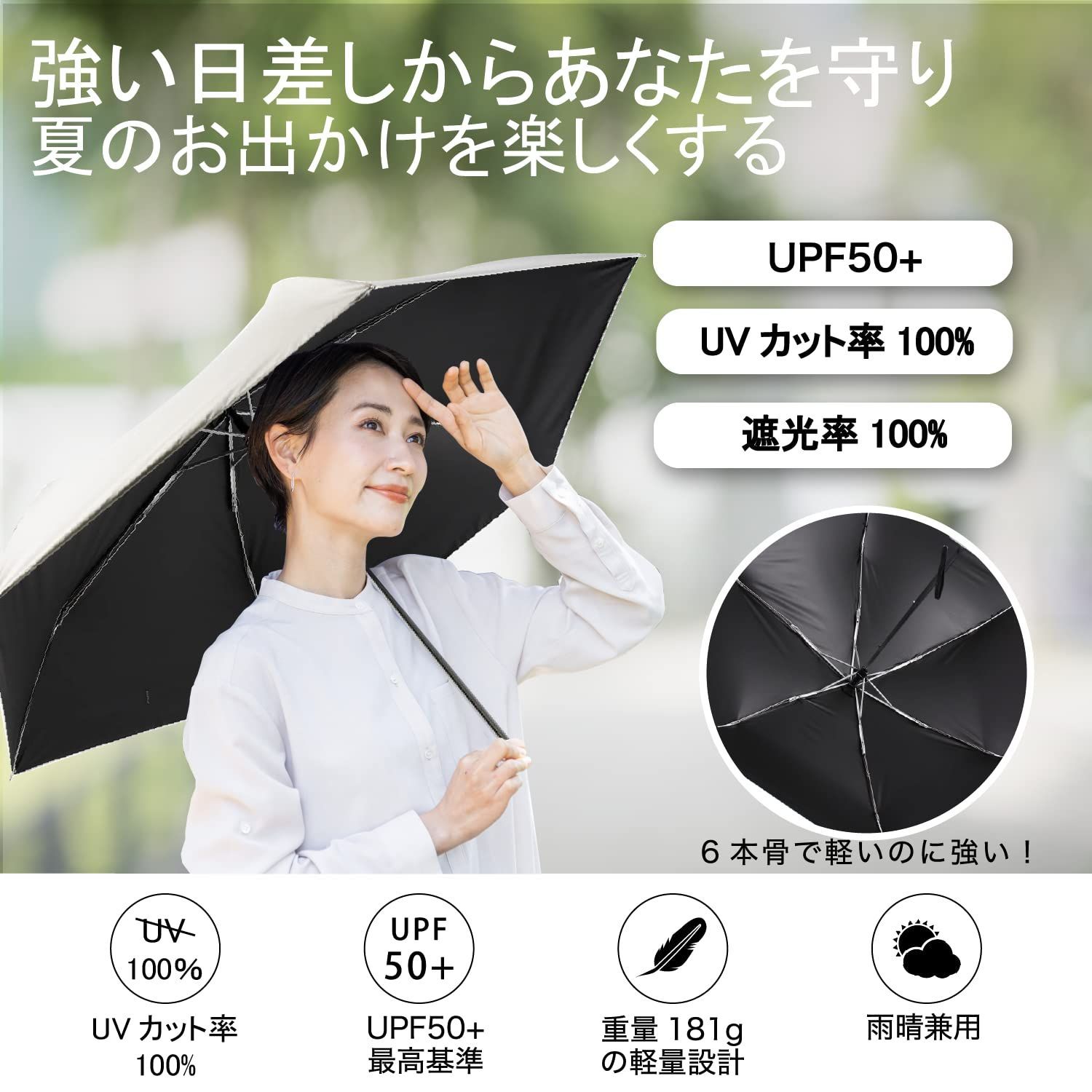 【新着商品】青空工房 日傘 極細 UVカット100 遮光 晴雨兼用 折りたたみ傘