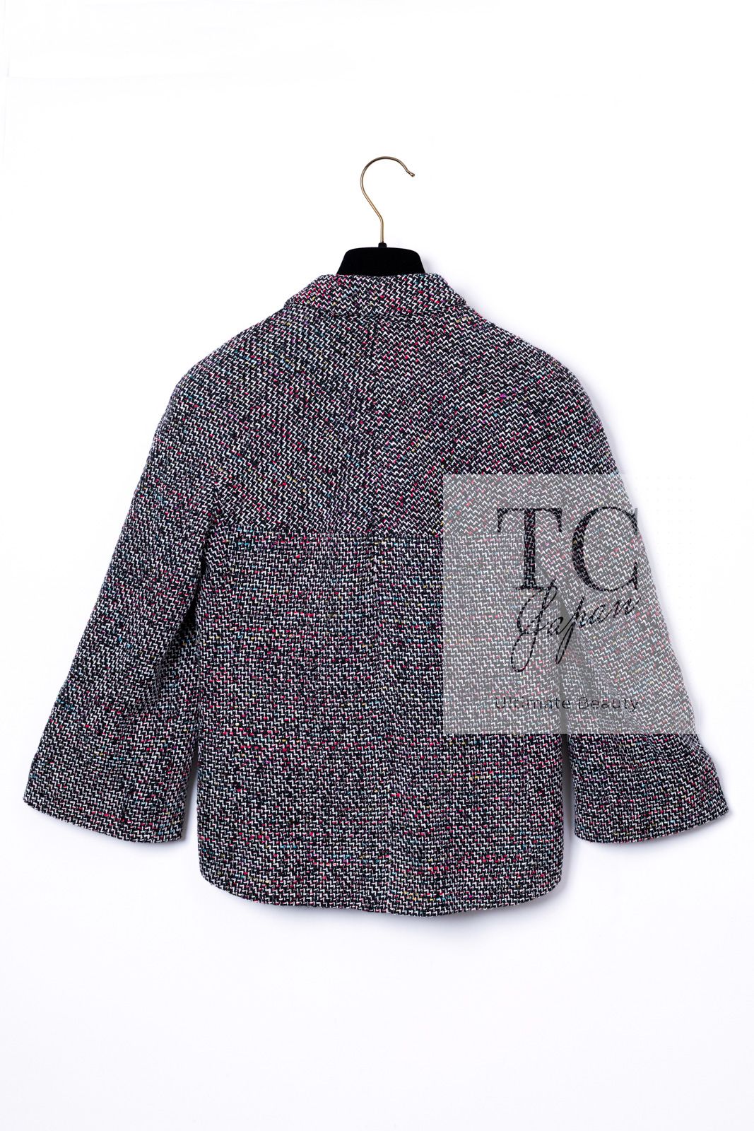 CHANEL - シャネル ジャケット CHANEL レッド ブラック グレー ウール カシミア シルク アンゴラ カール・ラガーフェルド作品 超美品 36 CHANEL - シャネル ジャケット CHANEL レッド ブラック グレー