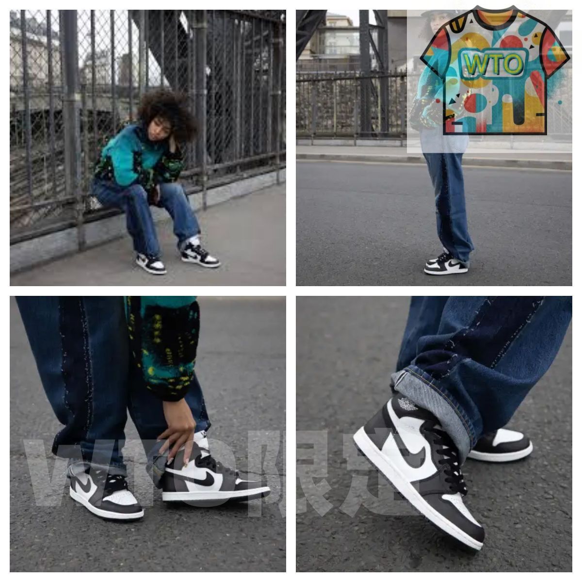 エア ジョーダンスタイル シューズ ホワイト/ブラック　新品未使用 NIKE AIR JORDAN 1 MID GS 