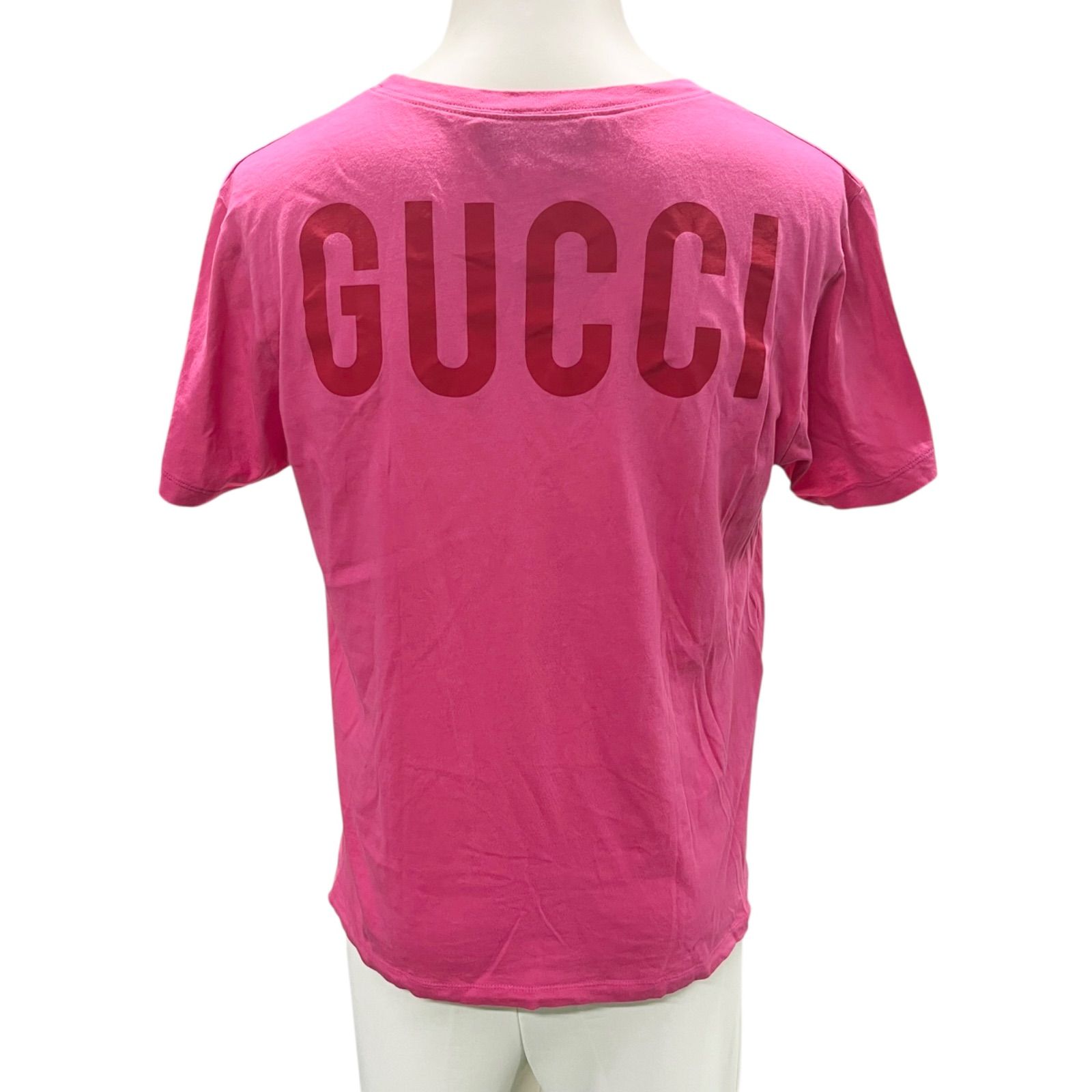 GUCCI グッチ Tシャツ グッチGUCCI マニフェスト 仮面 バックプリント ピンク メンズ Tシャツ