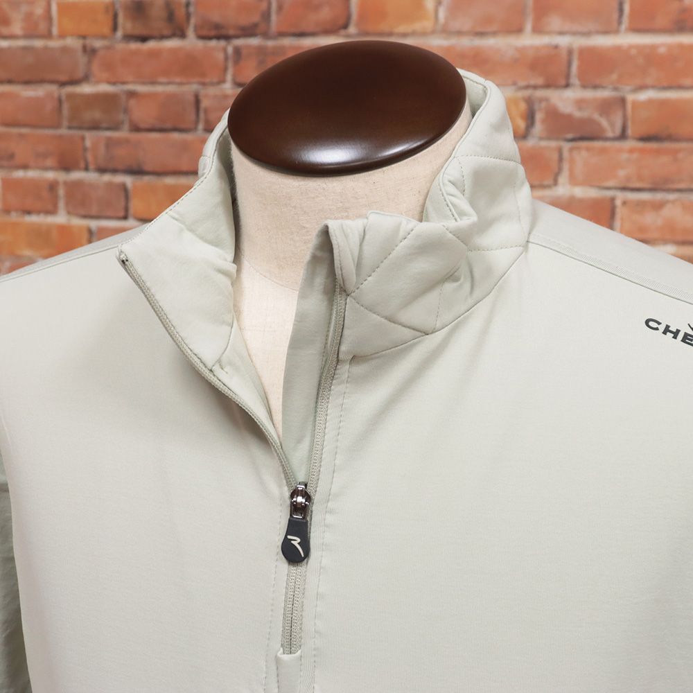 CHERVO 48サイズ ハーフジップ シャツ TROOP 吸湿速乾 ストレッチ ゴルフウェア 長袖 シェルボ 緑グレー md124