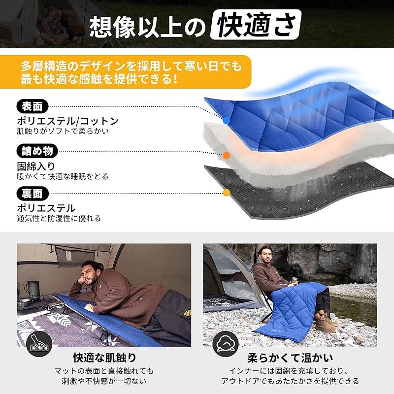 KingCamp コット用マット 折りたたみ 超軽量 滑り止め 固定可能 コンパ