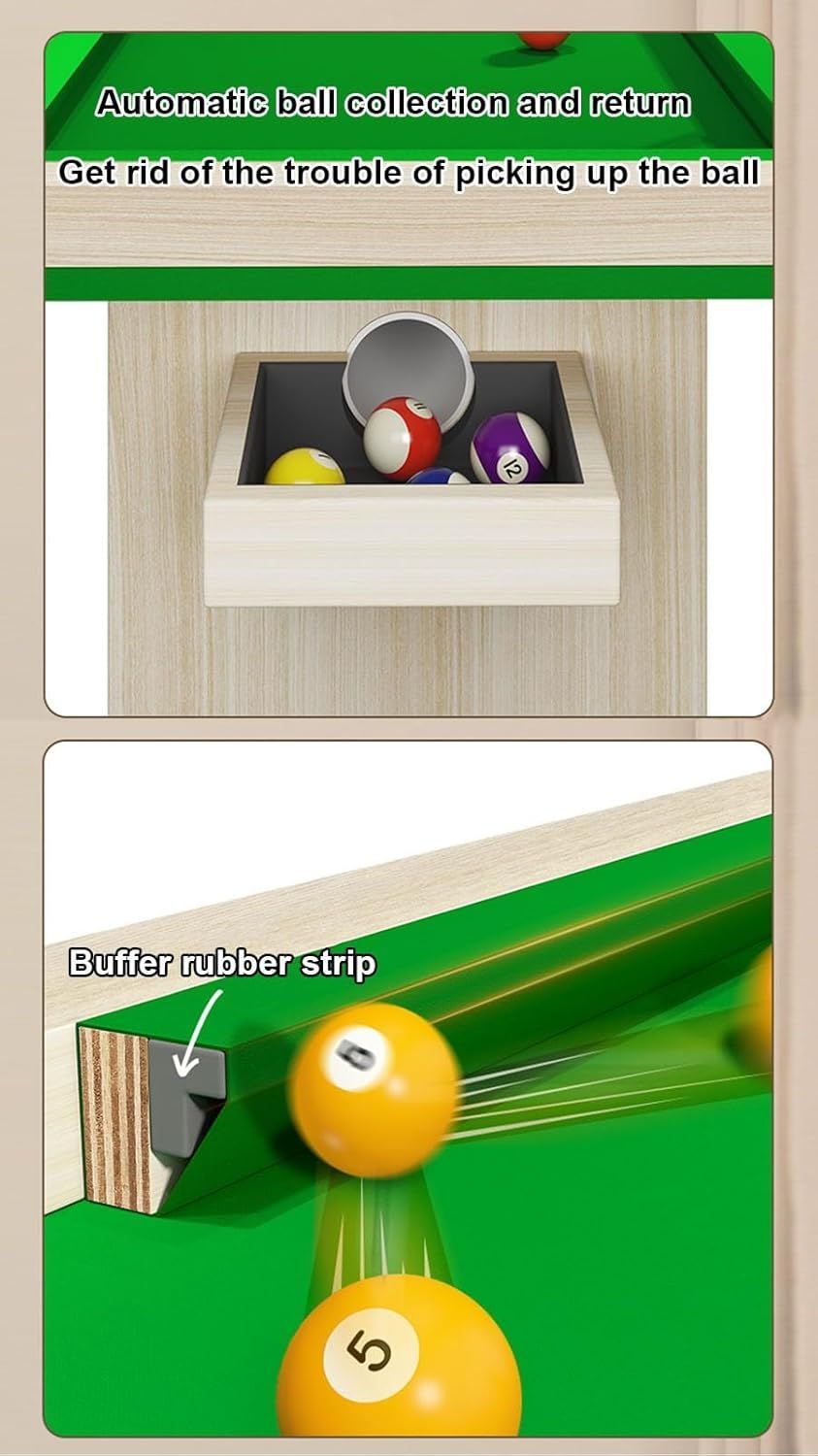 大人用ポータブルビリヤード台 コンバーチブル3バッグビリヤード練習台 ゲームルーム リビングルーム オフィスガレージ用 Size 2.1x0.6m 6.88x2ft