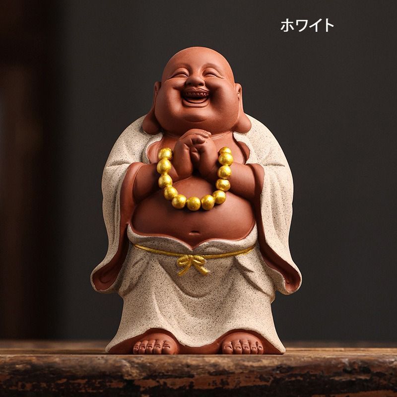 弥勒菩薩　縁起物　置物 弥勒菩薩 神 神様 置物 オブジェ ゴールド 金 黄金 ホワイト